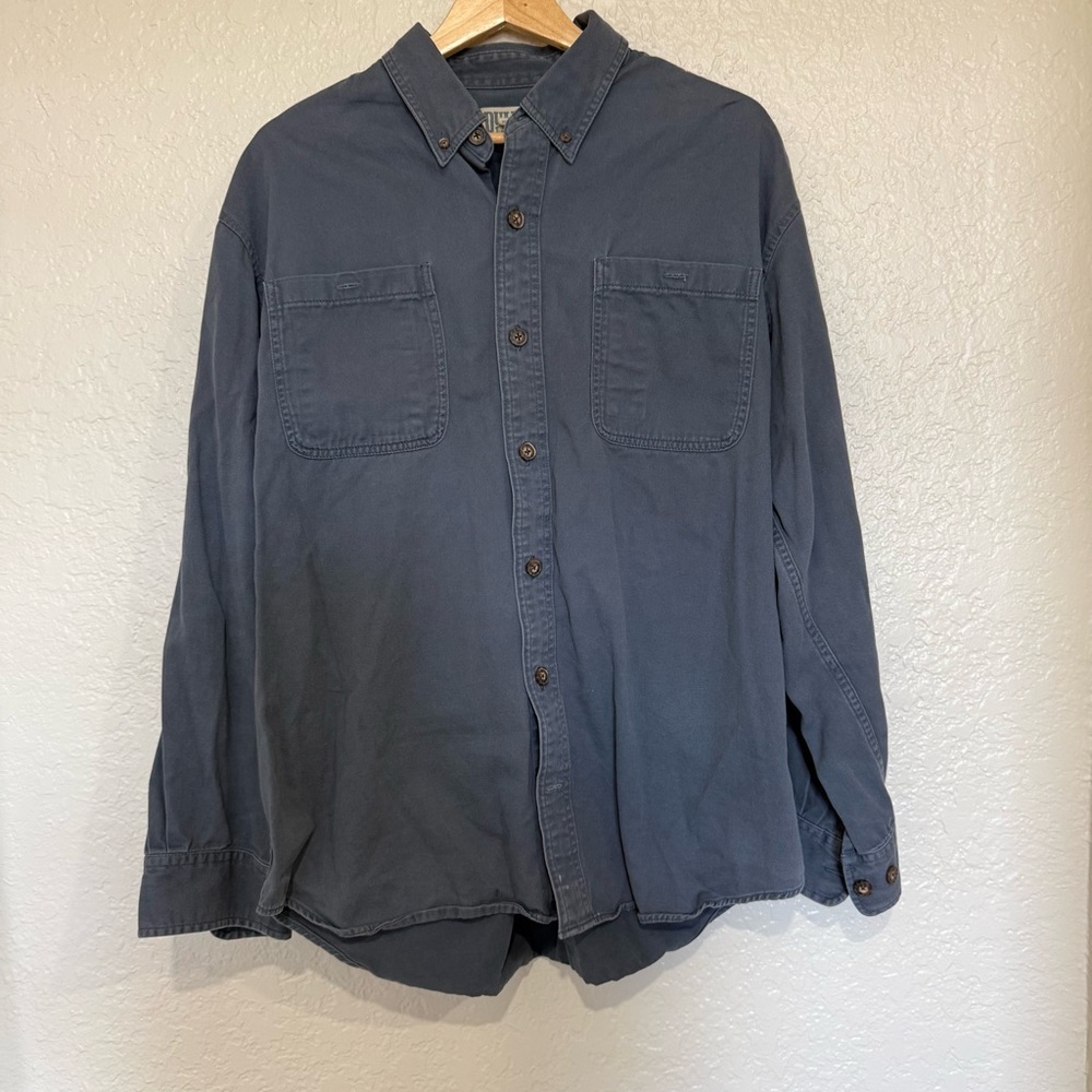 Duluth Trading Co Slate Blue Long-Sleeve Shirt Size Large Outdoor Utility Work